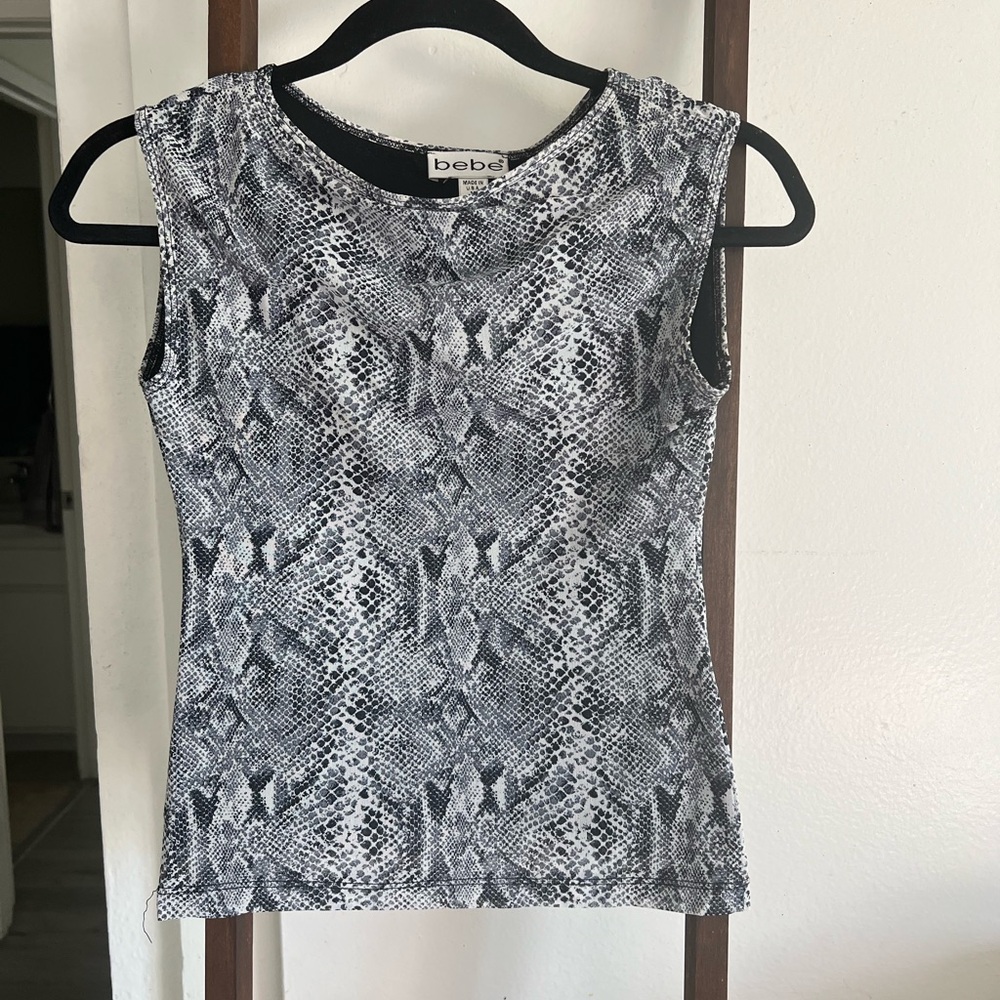 vintage bebe snake print boat neck top